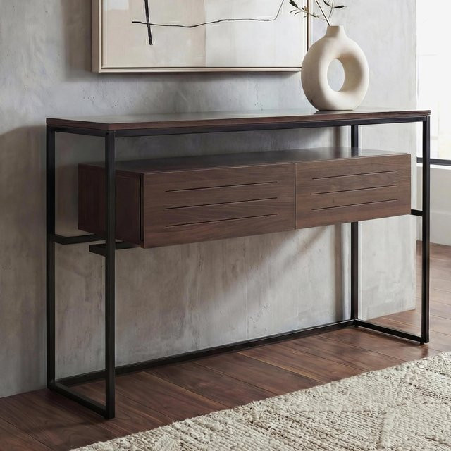 MCW Konsolentisch P46 in Braun mit Schublade aus Metall und MDF, B/T/H: 120 x 80 x 40 cm - Bild 1
