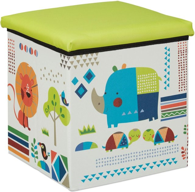 Relaxdays Kinder Sitzhocker Tiere in Multicolour, faltbarer Softbody aus Schaumstoff und Vlies, B/T/H: 31 x 31 x 31 cm - Bild 1