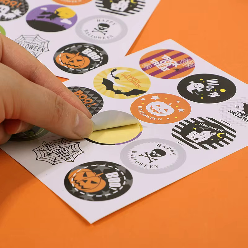120 Stück ZQNYCY Halloween-Papieraufkleber rund, Mehrfarbig, Durchmesser: 3 cm - Bild 4