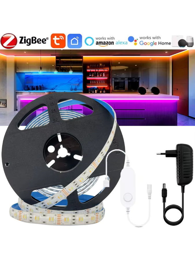 YSRSAI Tuya Zigbee RGBCCT LED-Streifen Set, dimmbar, RGB+W+WW, mit App-Steuerung und Alexa-Kompatibilität, Farbe: Multicolour - Bild 6