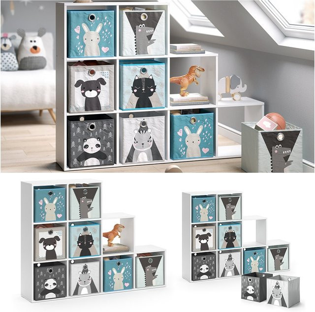 Vicco Treppenregal Raumteiler als Bücherregal in Weiß mit 9 Fächern für das Kinderzimmer - Bild 1