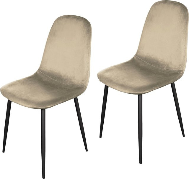 HTI-Living Esszimmerstuhl Savannah 2er Set aus Samt in Beige mit Metallgestell - Bild 1