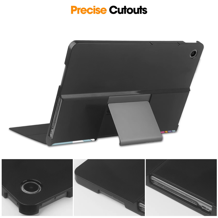 Lenovo Tab Plus 11,5 Zoll TB351FU Hülle 2024 mit dreifach klappbarem Ständer und magnetischer harter PC-Rückseite in Schwarz - Bild 1