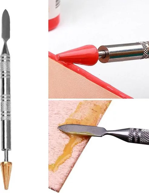 Doppelkopf Messing Kleber Roller für Lederhandwerk in Silber und Messing - Bild 1