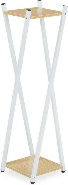 Relaxdays Blumenständer aus Stahl und MDF in Hellbraun mit 2 Etagen, Höhe: 99 cm, Breite: 29 cm, Tiefe: 29 cm - Bild 1