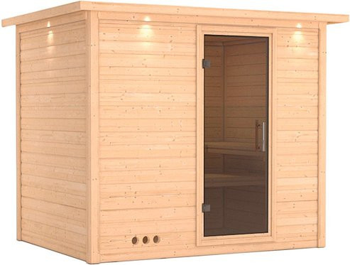 Karibu Sauna Paldiski für 4 Personen aus Fichtenholz in Beige - Bild 1