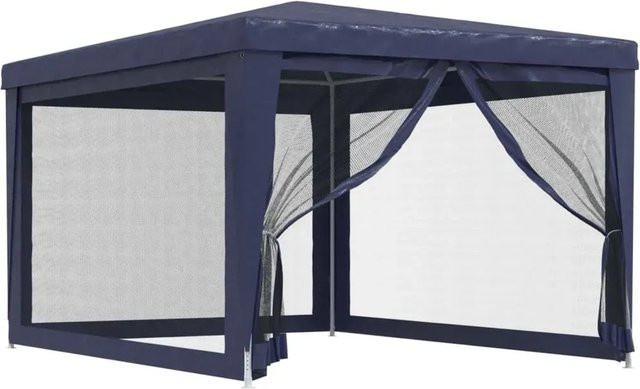 vidaXL Partyzelt aus HDPE in Blau mit 4 Mesh-Seitenwänden, B/T: 4 x 3 m - Bild 1