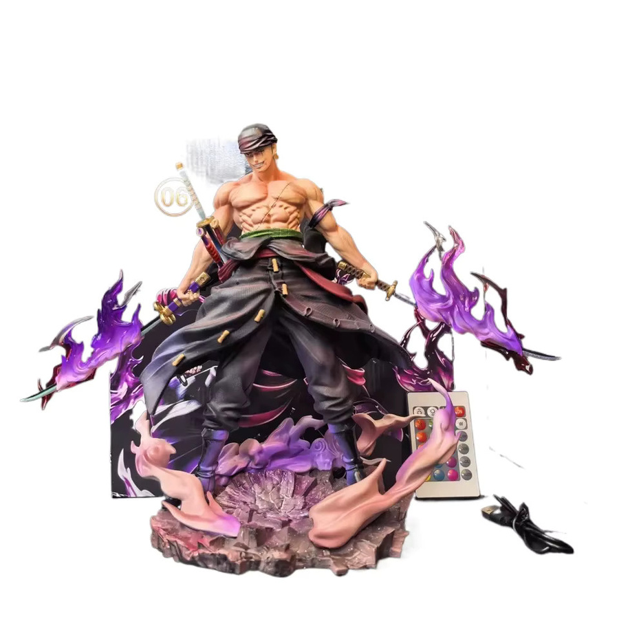 Bandai One Piece Roronoa Zoro 2.0 GK-Statue, mit Magnetischem Doppelkopf-Skulptur, Fernbedienung, LED-Farbwechsel-Basis - Bild 5