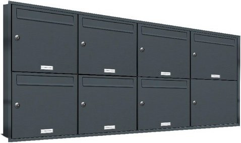 AL Briefkasten-System für 7 Parteien zur Unterputzmontage, grau, B/H/T: 153,362 x 72,4 x 11,6 cm - Bild 1