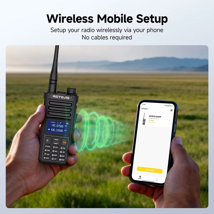 Retevis RA89R/G Walkie-Talkie Amateurfunkgerät mit Cross-Band-Funktion, Bluetooth-App-Programmierung und 2800 mAh Akku in Schwarz - Bild 2