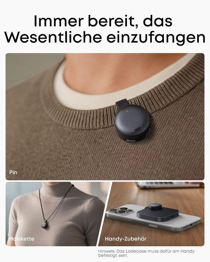 soundcore Work by Anker KI Stimmrekorder Digitales Diktiergerät mit KI-Schreibfunktion und Spracherkennung in Schwarz mit 64GB Speicher - Bild 4