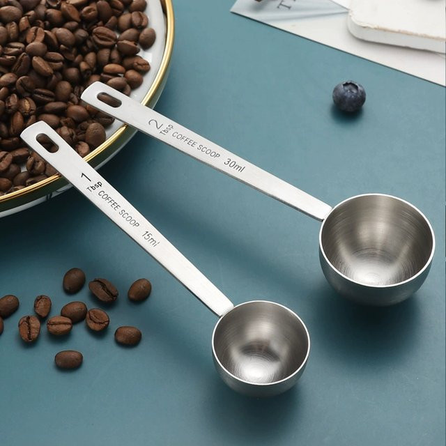 Edelstahl Kaffee Messlöffel mit langem Griff in Silber für Kaffee und Zucker - Bild 1