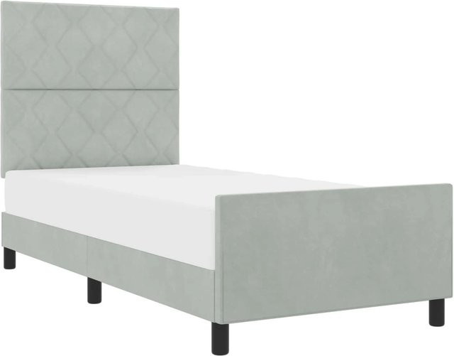 vidaXL Boxspringbett mit Kopfteil in Hellgrau aus Samt, Breite: 90 cm, Länge: 200 cm - Bild 1