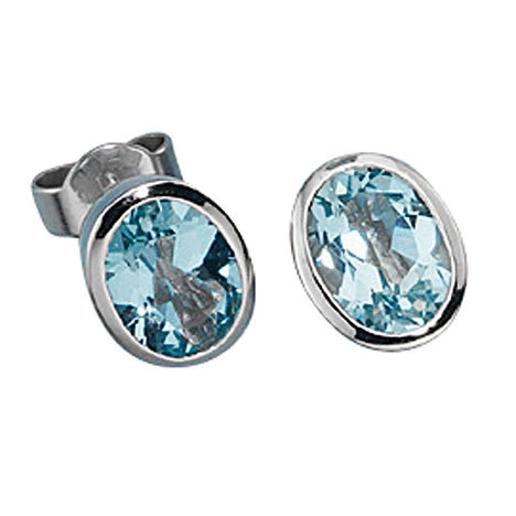 Colfem Ohrstecker oval, 585 Weißgold, Aquamarin, Unisex - Bild 1