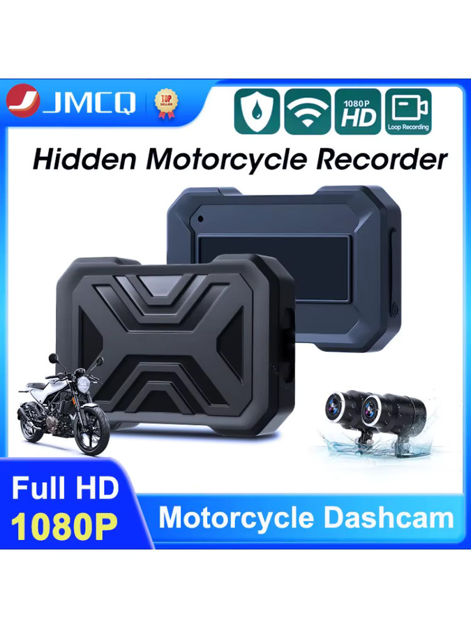 JMCQ Motorrad Dash Cam mit WiFi und wasserdichter Video Recorder in Black - Bild 4