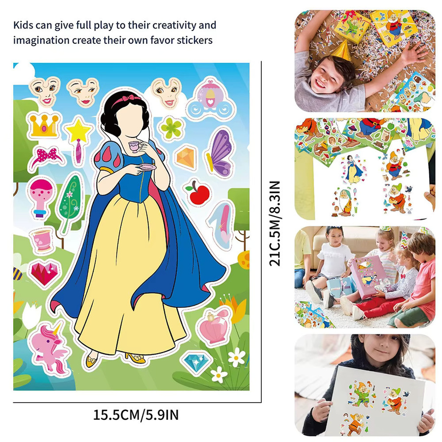 Disney Prinzessin Schneewittchen Make-A-Face-Puzzle-Aufkleber, Lernspielzeug - Bild 2