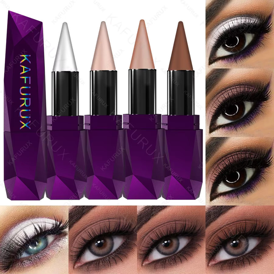 FUNPARK Lidschatten-Stifte Matte, 4 Farben, Weiß Rosa Braun Nude - Bild 2