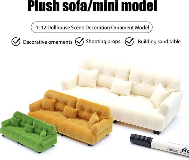 Puppenhaus Miniatur Puppe Beflockung Sofa Modell, Zubehör, 1-teiliges Set - Bild 1