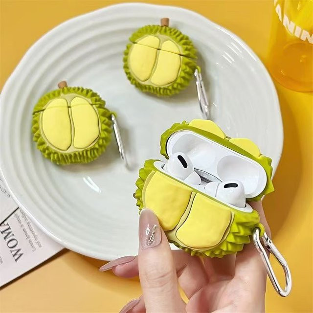 Apple Silikon Schutzhülle im 3D Durian Design für AirPods Pro 3, Pro 2, AirPods 4, 3, 2, 1 - Bild 1