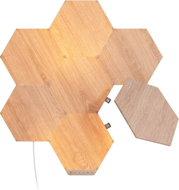 Nanoleaf Elements Wood Look Hexagons Starter Set in Beige mit 7 Elementen und Bridge Gateway - Bild 1