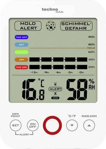Technoline WS 9422 Luftfeuchtemessgerät Hygrometer in Weiß mit Taupunkt- und Schimmelwarnanzeige - Bild 1
