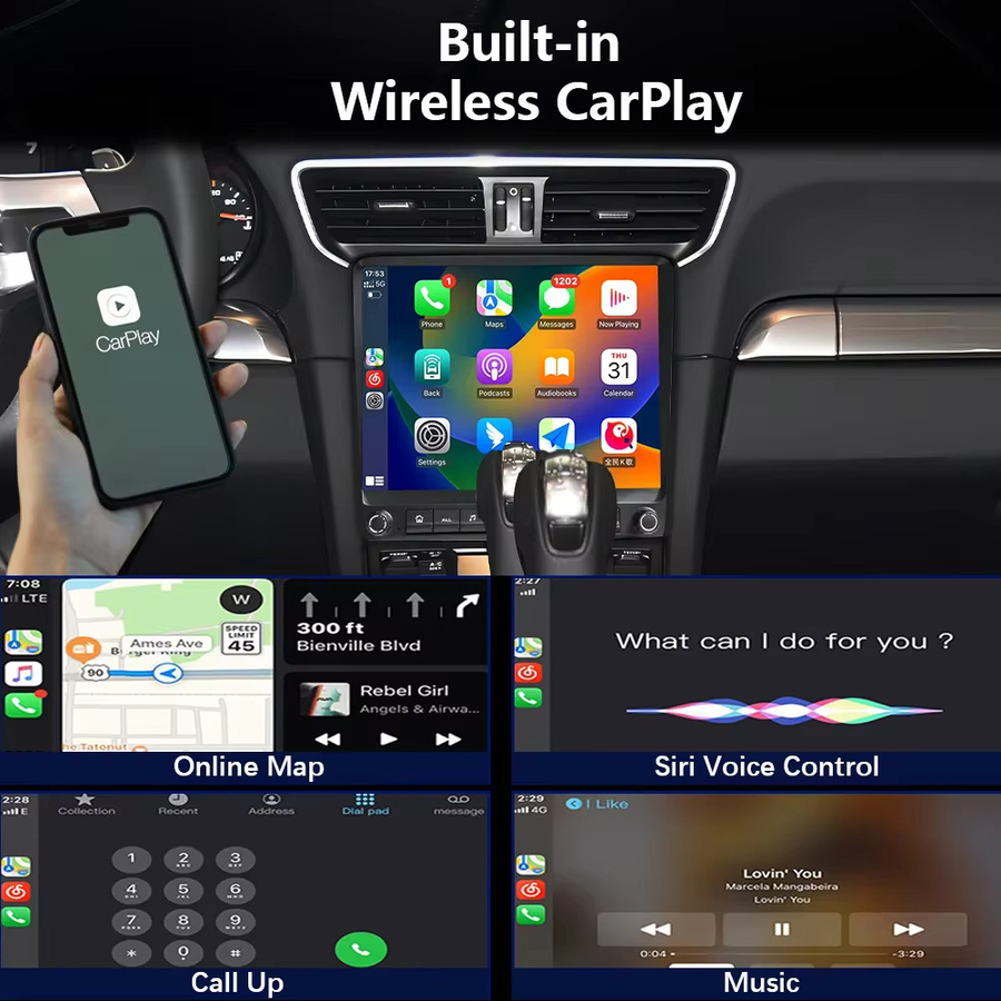 CHSTEK Android 13 Carplay GPS Autoradio mit WIFI, 4G und Bluetooth für Porsche Cayman, 911, Turbo, GT2, Boxster, 718, 997, 918, 981, Carrera in Schwarz - Bild 2