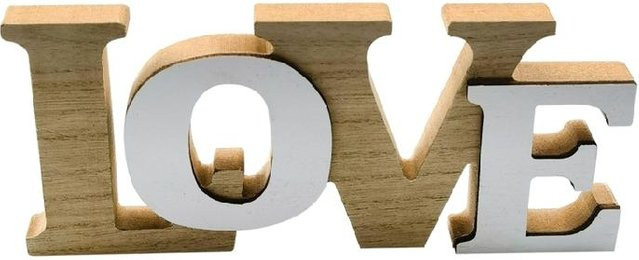 Handgefertigtes Holzornament LOVE-Worte in Weiß für Hochzeit und Valentinstag - Bild 1
