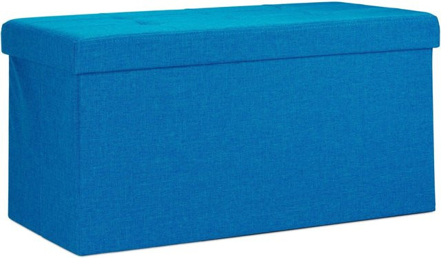 Relaxdays Sitzbank aus Leinen in Blau, faltbar, B/T/H: 76 x 38 x 38 cm - Bild 1