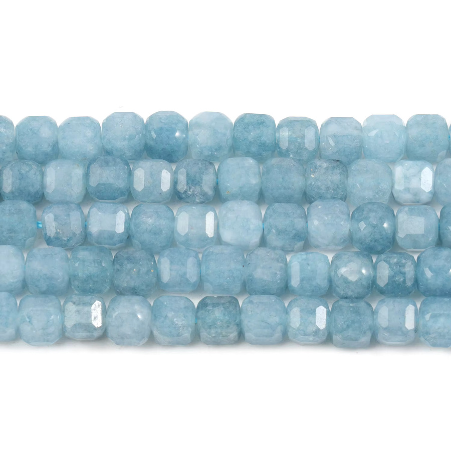 nociuciu Aquamarin-Perlen, facettiert, 5 mm, quadratische Würfelform, Unisex - Bild 2