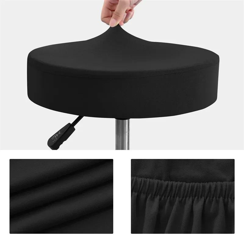 Dehnbarer Hockerbezug von Yiran Furniture in Schwarz, Rund und Einfarbig - Bild 3