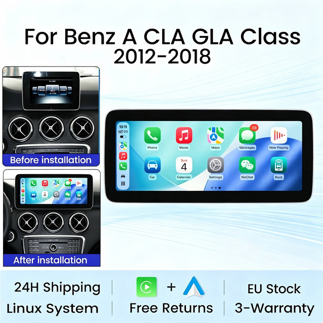 MEKEDE Linux Wireless CarPlay und Android Auto Multimedia-Player für Mercedes Benz A CLA GLA W176 2012-2018 NTG4.5 NTG5.0 mit 10.25 Zoll Display, WiFi, Bluetooth und GPS in Schwarz - Bild 1