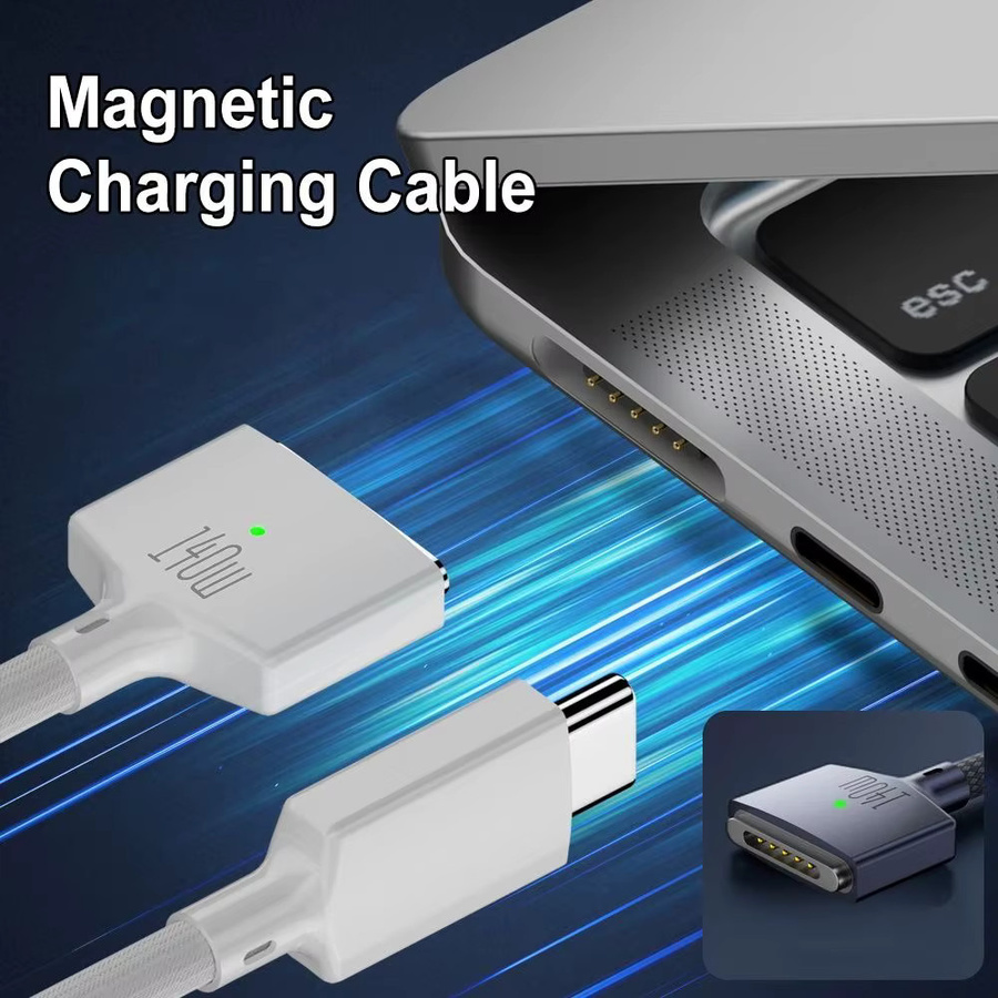 Apple USB Typ C zu MagSafe 3 magnetisches Ladekabel 140W, 2m, Blau - Bild 2