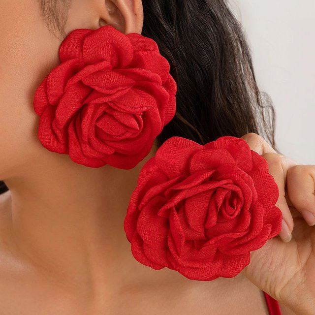 Lacteo Ohrstecker, rosa Stoffblume, Damen - Bild 1