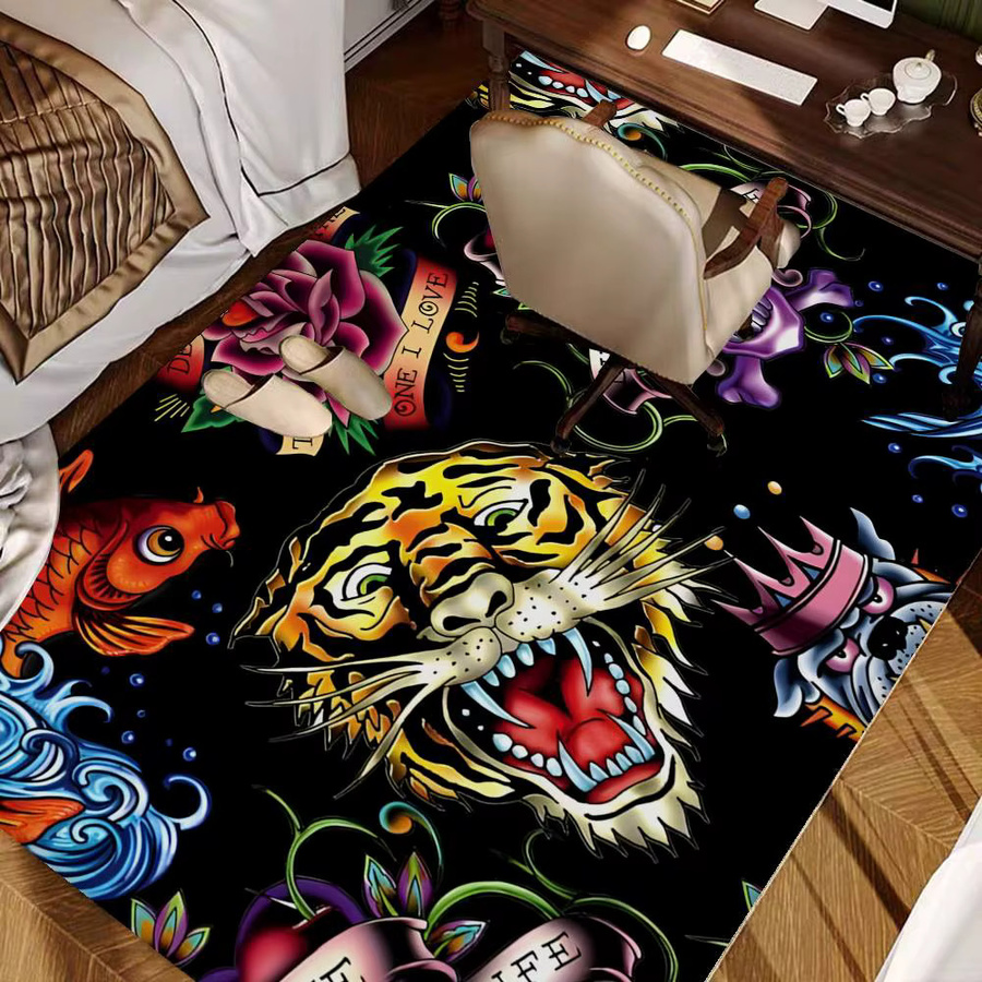 Potdemiel Teppich im nordischen Stil mit Tiger-Motiv, Multicolor, ideal als Fußmatte für Badezimmer, Toilette oder Schlafzimmer - Bild 5
