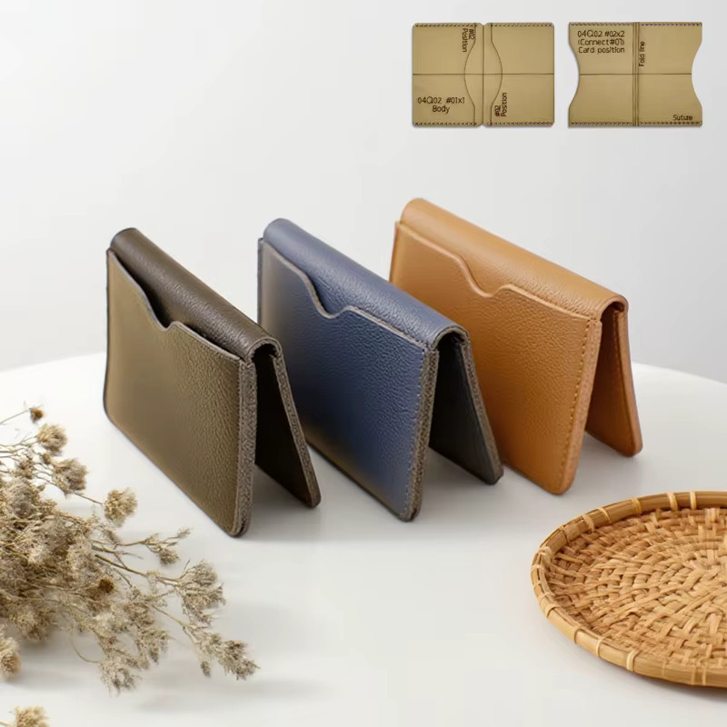YOMDID DIY Lederwaren Vorlage Set für Mini Brieftaschen aus Kraftpapier, 2er-Set - Bild 2