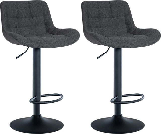2er Set DELUKE Barhocker CARAM in Schwarz, höhenverstellbare Barstühle mit Lehne und 360 Grad Drehsitz, B/T/H: 48 x 54 x 81 cm - Bild 1