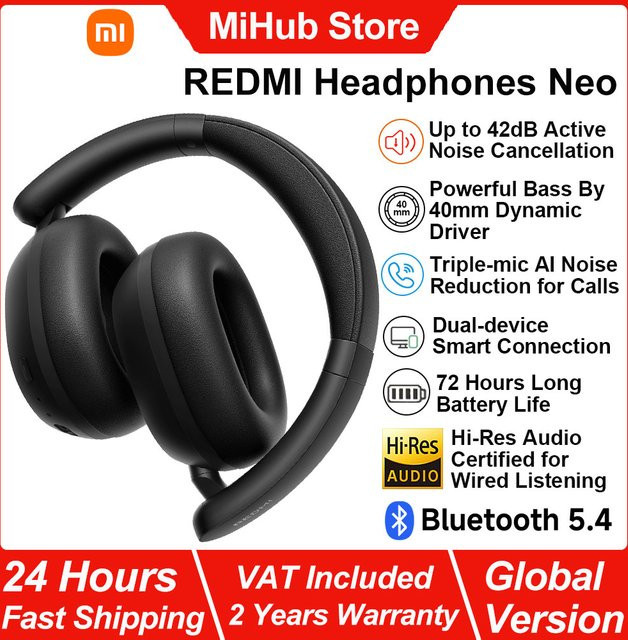 Xiaomi REDMI Headphones Neo In-Ear Kopfhörer mit ANC bis 42dB und KI-Anrufgeräuschunterdrückung in Schwarz - Bild 1