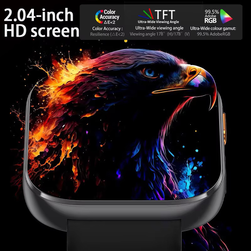 Paazomu Smartwatch mit 2,04 Zoll HD-Bildschirm, Bluetooth-Anruf, Herzfrequenzmesser und 1000mAh Akku in Schwarz oder Grau - Bild 2