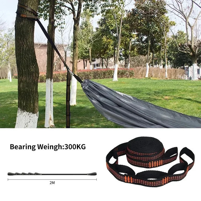 QHSPE Hängemattengurte aus verstärktem Polyester mit 5 Ringen in Schwarz und Orange - Bild 1
