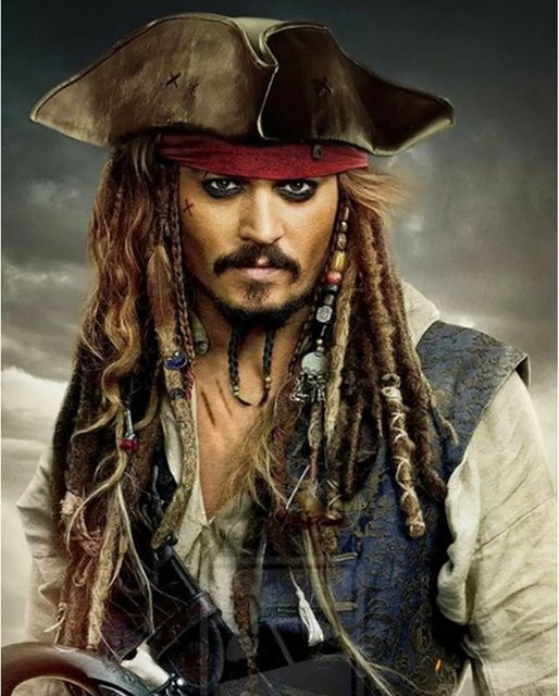 5D-Diamantgemälde Set Fluch der Karibik Jack Sparrow von Potdemiel mit runden Strasssteinen B/H: 20 x 30 cm - Bild 1