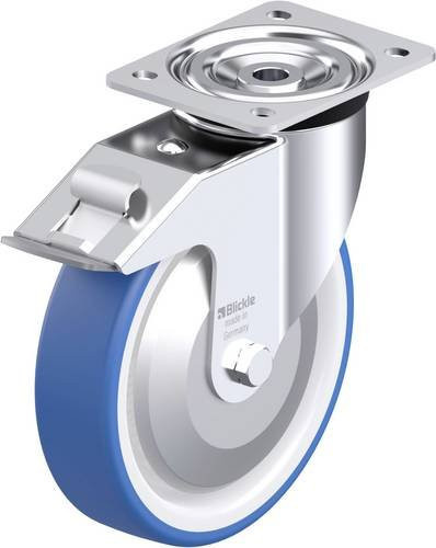 Blickle L-POTHS 200XK-FI-FA Stahlblech-Lenkrolle in Blau mit 200 mm Rad-Durchmesser und 400 kg Tragfähigkeit - Bild 1