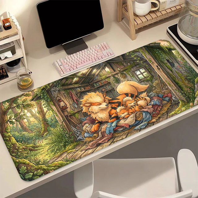 Bandai Kawaii Anime Arcanine Mauspad, weiche Schreibtischunterlage in Multicolour für Laptop und Computer - Bild 1