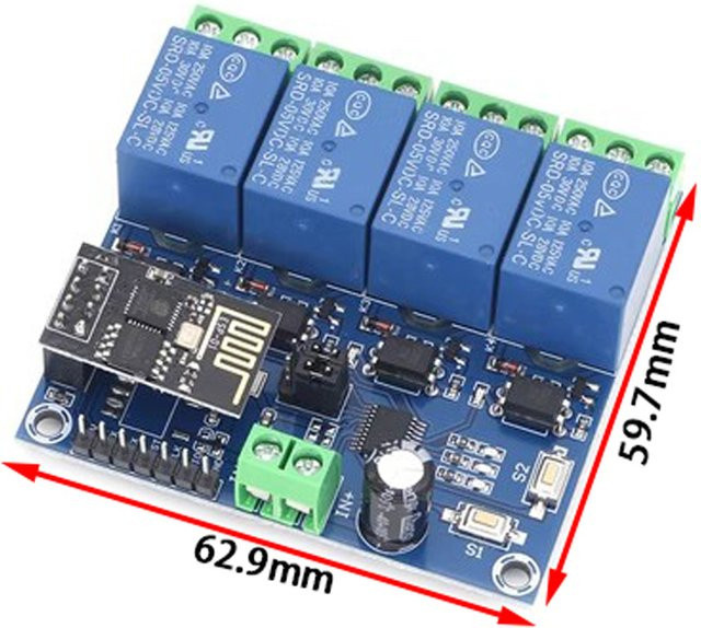 Si Tai&SH ESP8266 4-Kanal WLAN Relaismodul für IoT Smart Home App-Steuerung in Blau - Bild 1