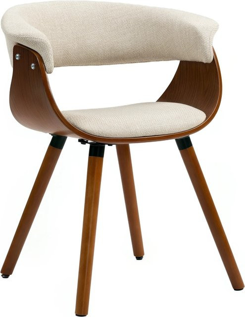 HOMCOM Esszimmerstuhl aus Polyester und Schaumstoff in Beige und Braun, B/T/H: 55 x 62 x 75 cm - Bild 1