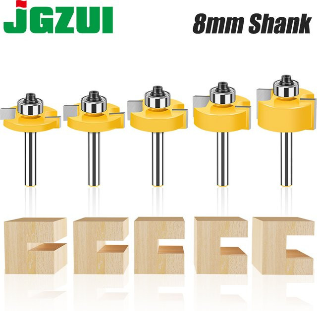 JGZUI T-Schlitz Rabbet Fräser mit 8mm Schaft und 10 Schneiden für die Holzbearbeitung in Gelb - Bild 1