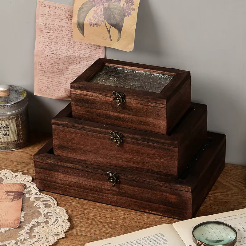 Holzhandwerk Apfelblüten Schmuckbox aus Holz und Glas mit Deckel für Ringe und Ohrringe - Bild 2