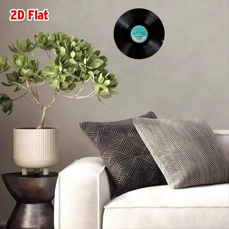 CIFbuy Vintage Vinyl-Schallplatten-Wandkunst aus Aluminium in Schwarz, runde Musik-Dekoration aus Metall - Bild 4