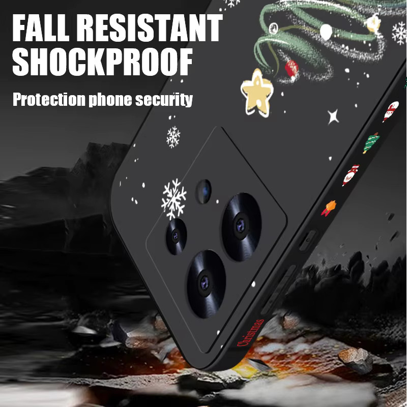 Stoßfeste TPU-Handyhülle mit Weihnachtsbaum-Design für Xiaomi Redmi Note 14 13 Pro Plus 5G 12 Pro 11 Pro 5G in Schwarz mit Lanyard-Abdeckung - Bild 2