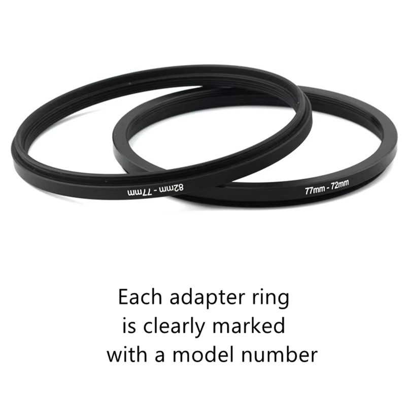 DIXSG 18-teiliges Kameraobjektiv-Filteradapter-Set in Schwarz mit Step-Up & Down Filteradapterringen 37-82mm und 82-37mm für Fujifilm Nikon Sony Canon DSLR-Kameras - Bild 2