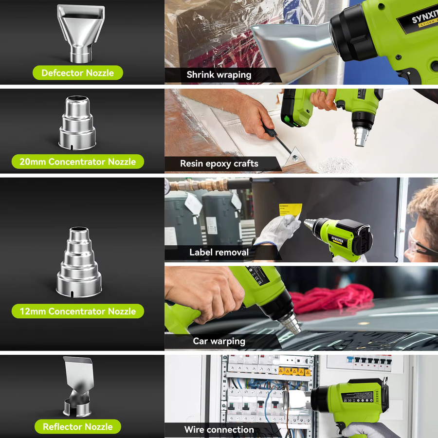 Nananuu Akku-Heißluftpistole für Ryobi 18 V Akku mit 4 Düsen für DIY-Schrumpfarbeiten - Bild 3